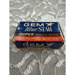 Antique 1900s Package GEM Blue Star Super Single Edge Blades (4 WRAPPED BLADES)